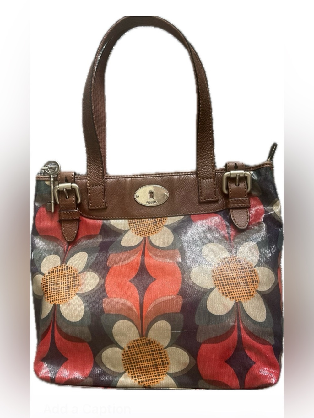 Fossil Key-Per Retro Floral Coated Canvas Shoulder Bag Tote